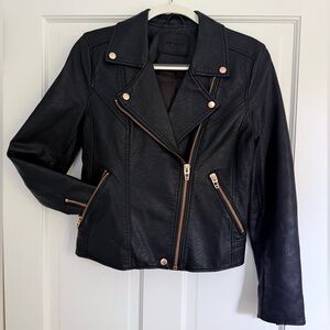 BLANKNYC Black Leather Moto Jacket with Gold Accents size S